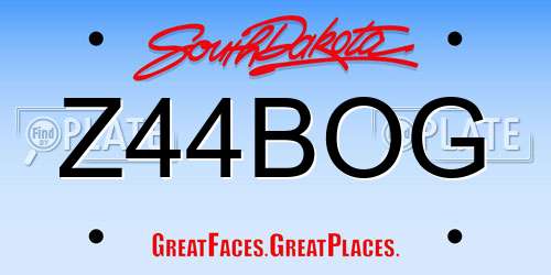 Z44BOG South Dakota License Plate