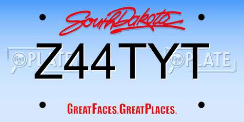 Z44TYT South Dakota License Plate