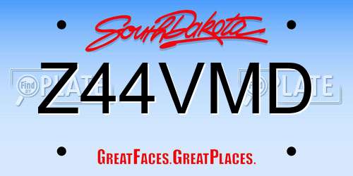 Z44VMD South Dakota License Plate