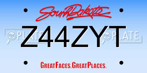 Z44ZYT South Dakota License Plate