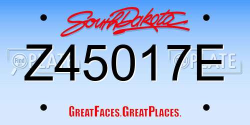 Z45017E South Dakota License Plate
