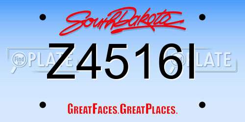 Z4516I South Dakota License Plate