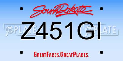 Z451GI South Dakota License Plate