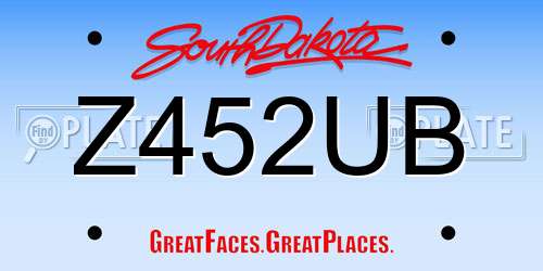 Z452UB South Dakota License Plate