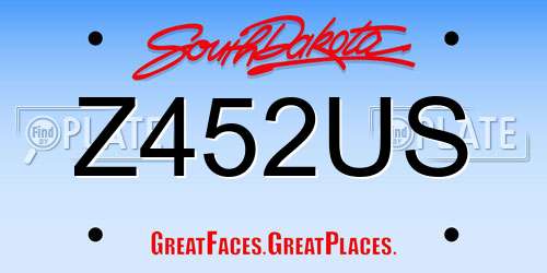 Z452US South Dakota License Plate