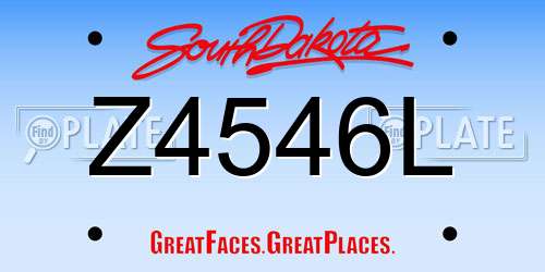 Z4546L South Dakota License Plate