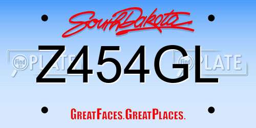 Z454GL South Dakota License Plate