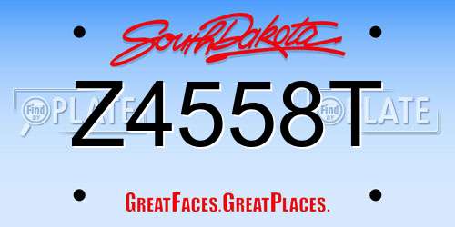 Z4558T South Dakota License Plate