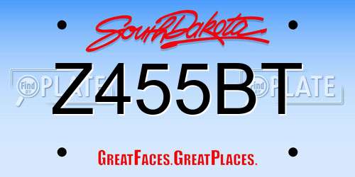 Z455BT South Dakota License Plate