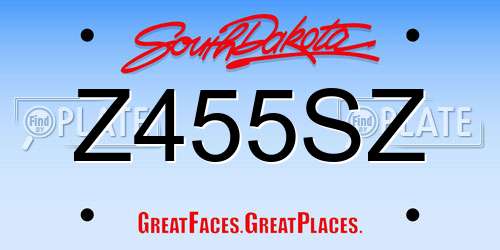 Z455SZ South Dakota License Plate
