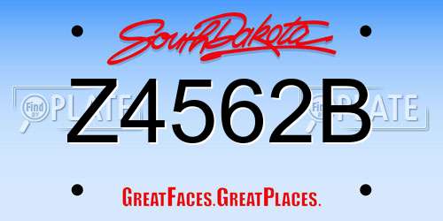 Z4562B South Dakota License Plate