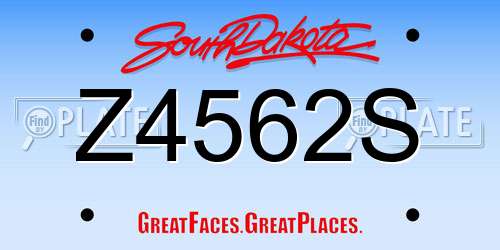 Z4562S South Dakota License Plate