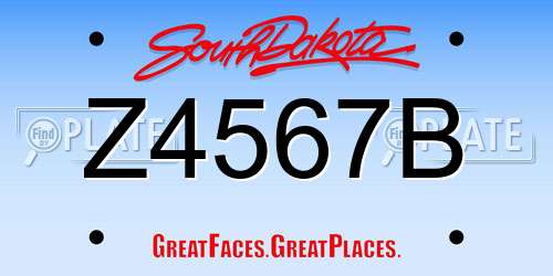 Z4567B South Dakota License Plate