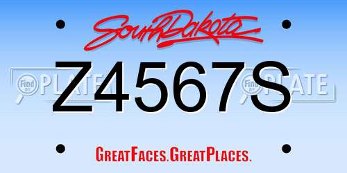 Z4567S South Dakota License Plate