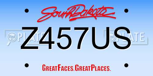 Z457US South Dakota License Plate