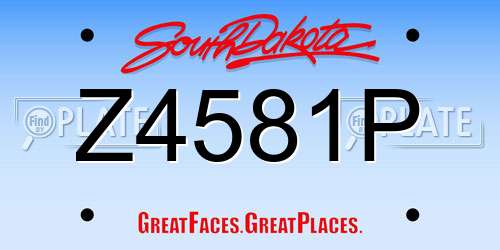 Z4581P South Dakota License Plate