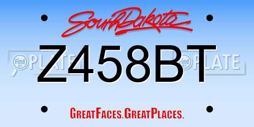 Z458BT South Dakota License Plate