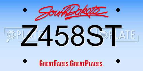 Z458ST South Dakota License Plate