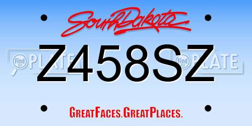 Z458SZ South Dakota License Plate