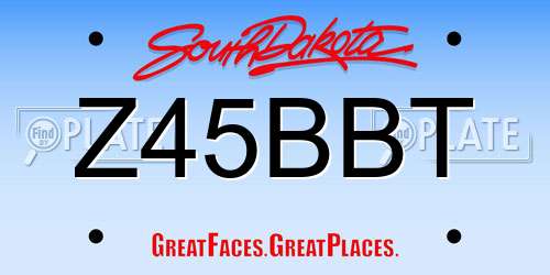 Z45BBT South Dakota License Plate