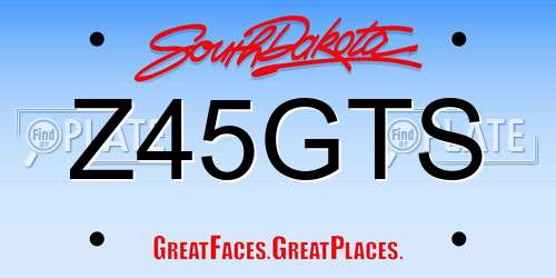 Z45GTS South Dakota License Plate