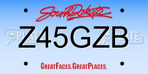 Z45GZB South Dakota License Plate