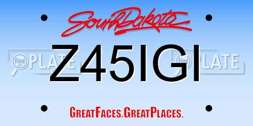 Z45IGI South Dakota License Plate