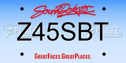 Z45SBT South Dakota License Plate