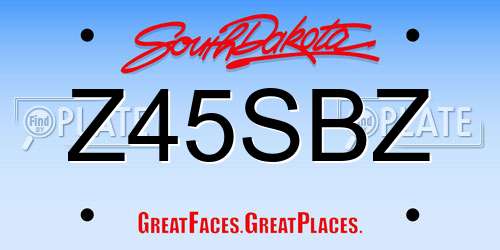Z45SBZ South Dakota License Plate