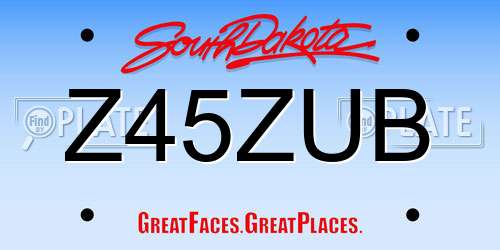 Z45ZUB South Dakota License Plate