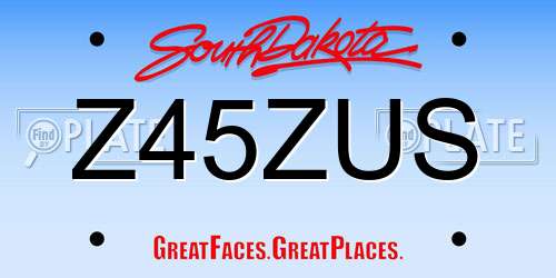 Z45ZUS South Dakota License Plate