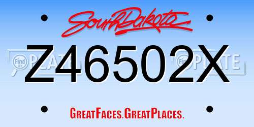 Z46502X South Dakota License Plate