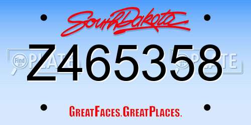 Z465358 South Dakota License Plate