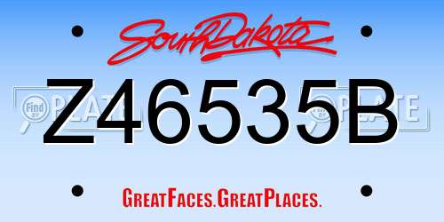 Z46535B South Dakota License Plate