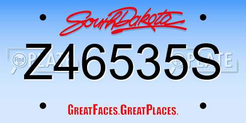 Z46535S South Dakota License Plate