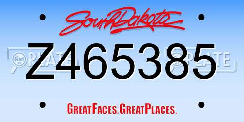 Z465385 South Dakota License Plate