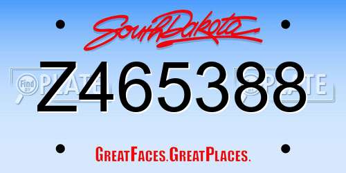 Z465388 South Dakota License Plate