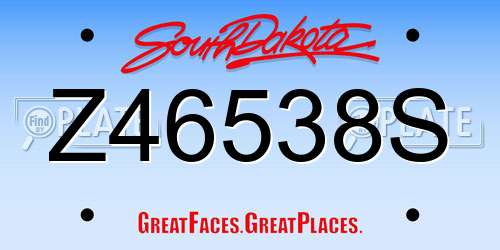 Z46538S South Dakota License Plate