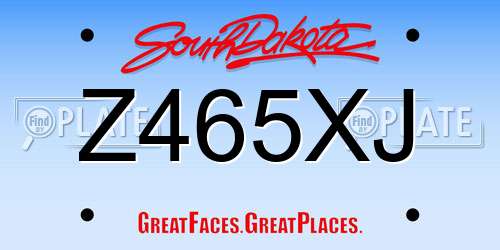 Z465XJ South Dakota License Plate