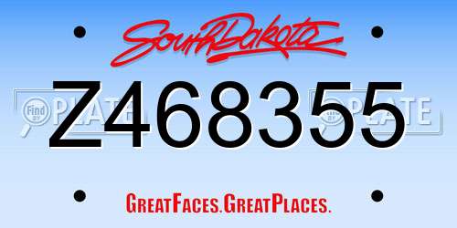 Z468355 South Dakota License Plate