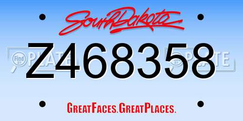 Z468358 South Dakota License Plate