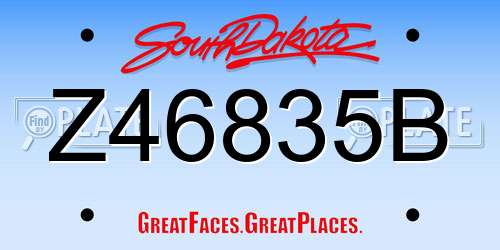 Z46835B South Dakota License Plate