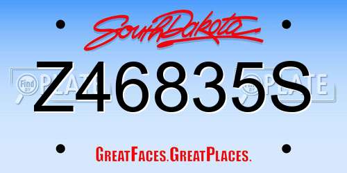 Z46835S South Dakota License Plate