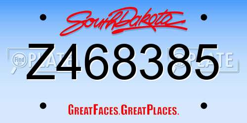 Z468385 South Dakota License Plate