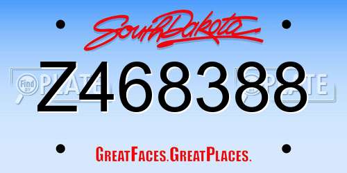 Z468388 South Dakota License Plate