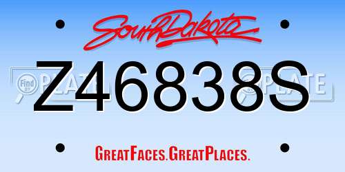 Z46838S South Dakota License Plate