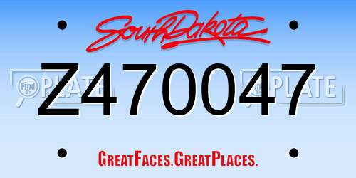Z470047 South Dakota License Plate