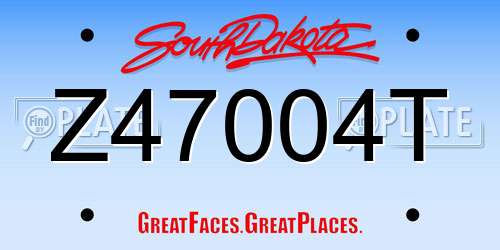 Z47004T South Dakota License Plate