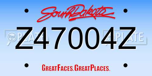 Z47004Z South Dakota License Plate