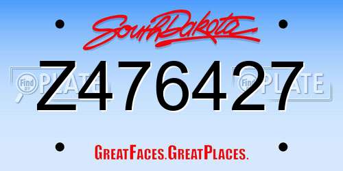 Z476427 South Dakota License Plate